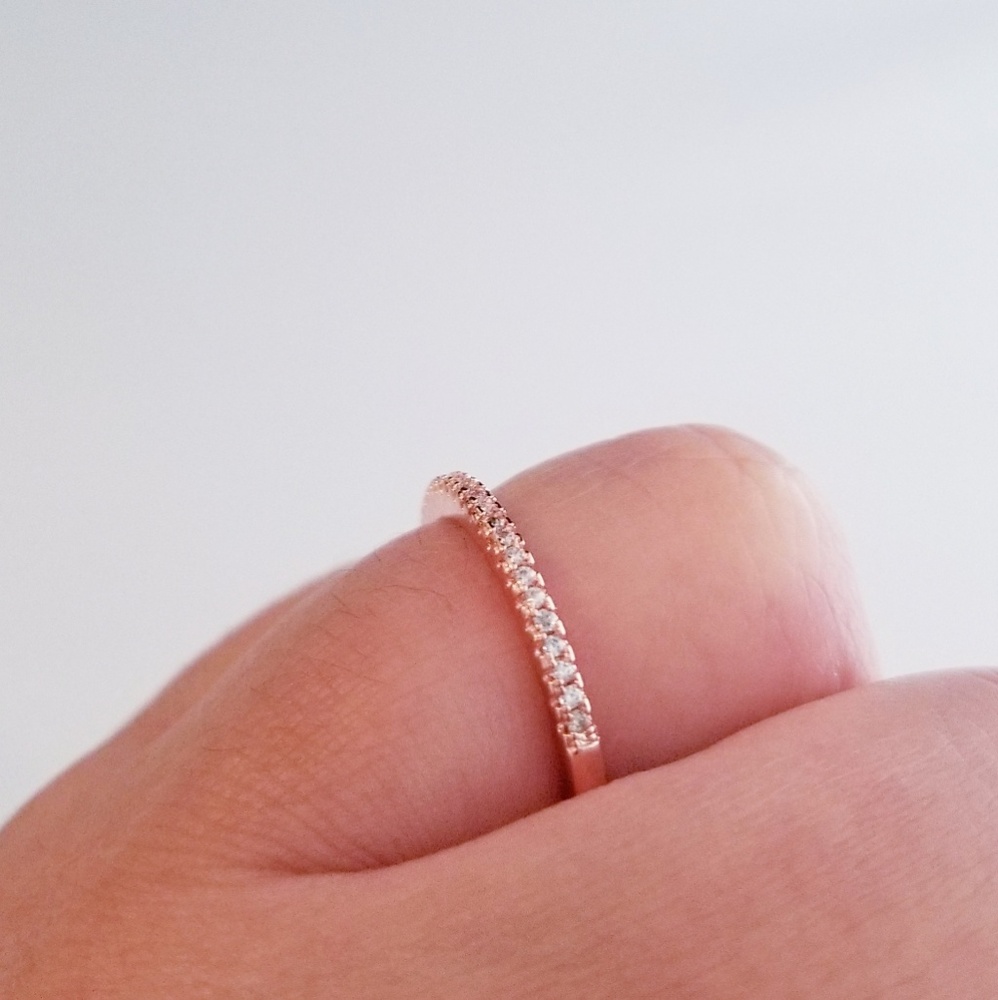 Classic Rose Gold Pave Band - Picture 8 of 8